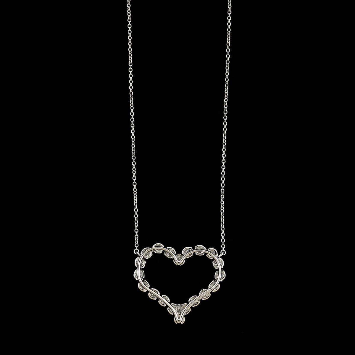 Tiffany &  Co. Platinum Estate Diamond Open Heart Pendant Necklace