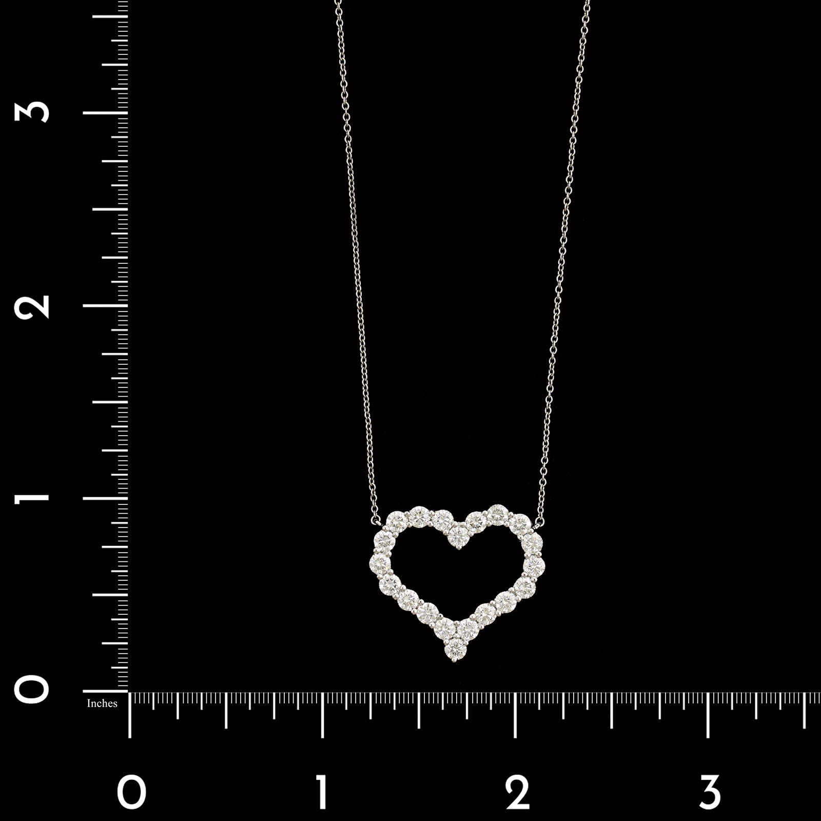 Tiffany &  Co. Platinum Estate Diamond Open Heart Pendant Necklace