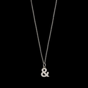 Tiffany & Co. 18K White Gold Estate Diamond Ampersand Pendant Necklace