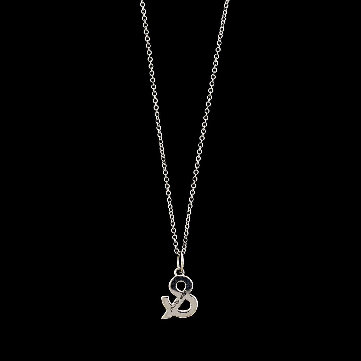 Tiffany & Co. 18K White Gold Estate Diamond Ampersand Pendant Necklace