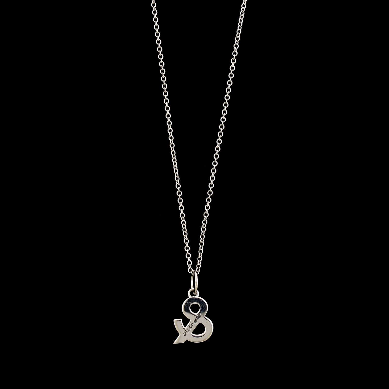 Tiffany & Co. 18K White Gold Estate Diamond Ampersand Pendant Necklace