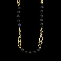 18K Yellow Gold Estate Onyx Bead Endless Necklace