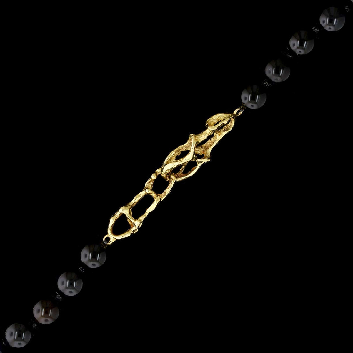18K Yellow Gold Estate Onyx Bead Endless Necklace