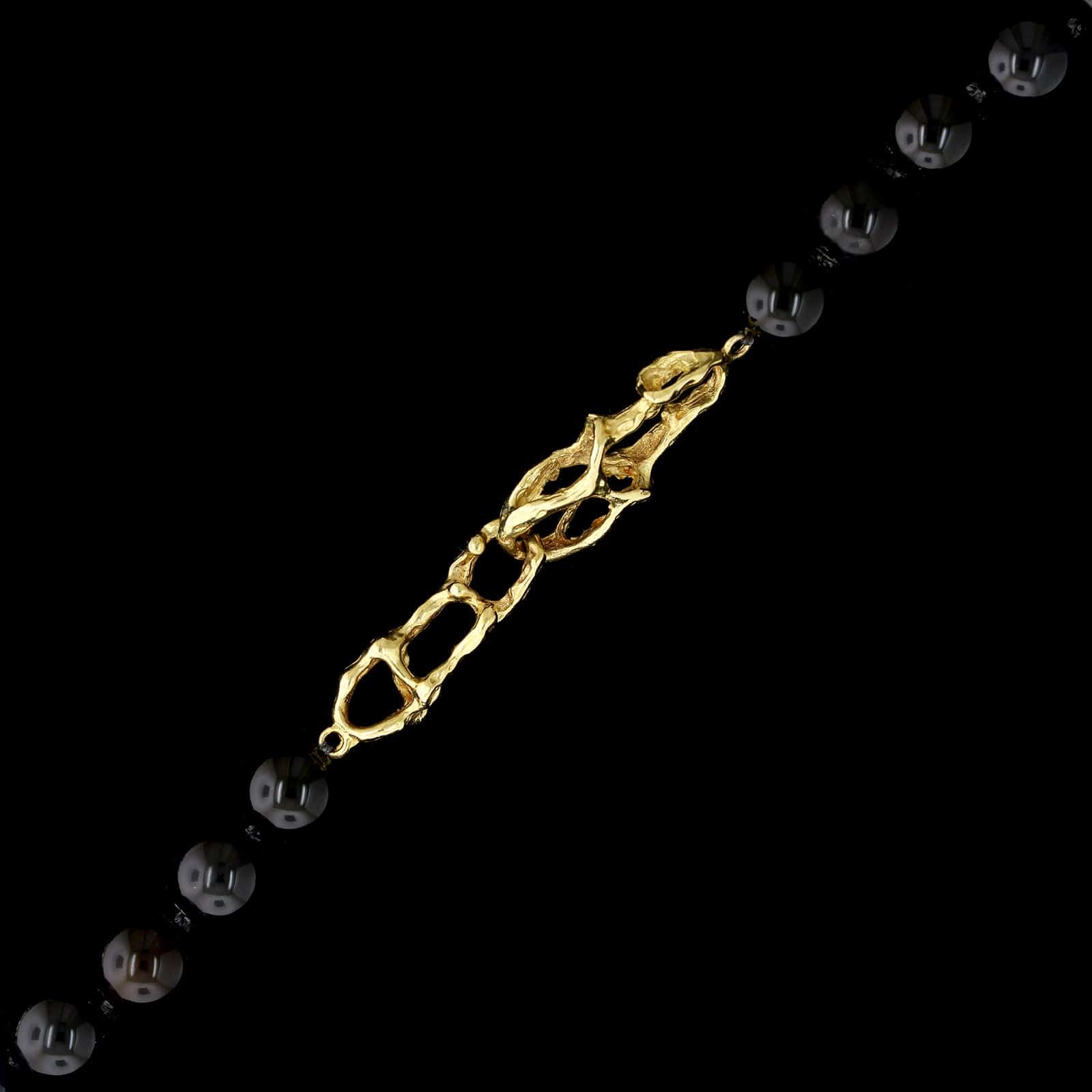 18K Yellow Gold Estate Onyx Bead Endless Necklace