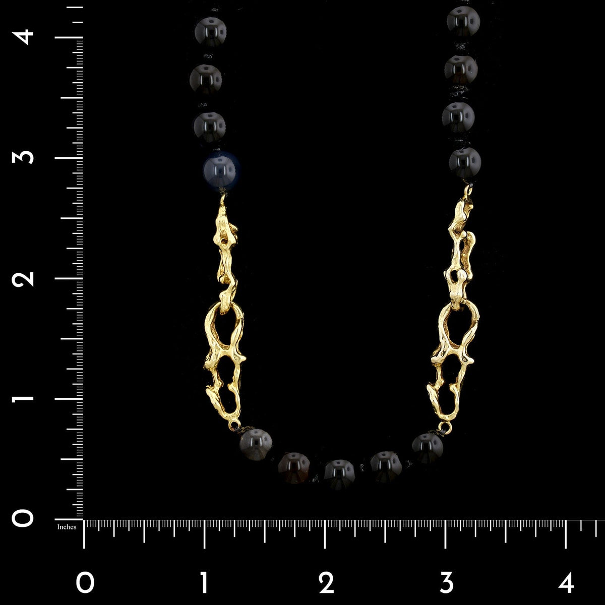 18K Yellow Gold Estate Onyx Bead Endless Necklace