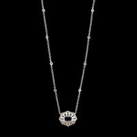 18K White Gold Estate Sapphire and Diamond Pendant Necklace
