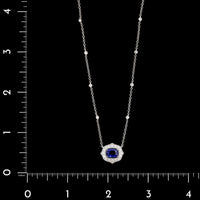 18K White Gold Estate Sapphire and Diamond Pendant Necklace