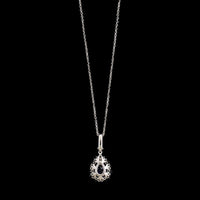 18K White Gold Estate Sapphire and Diamond Pendant Necklace