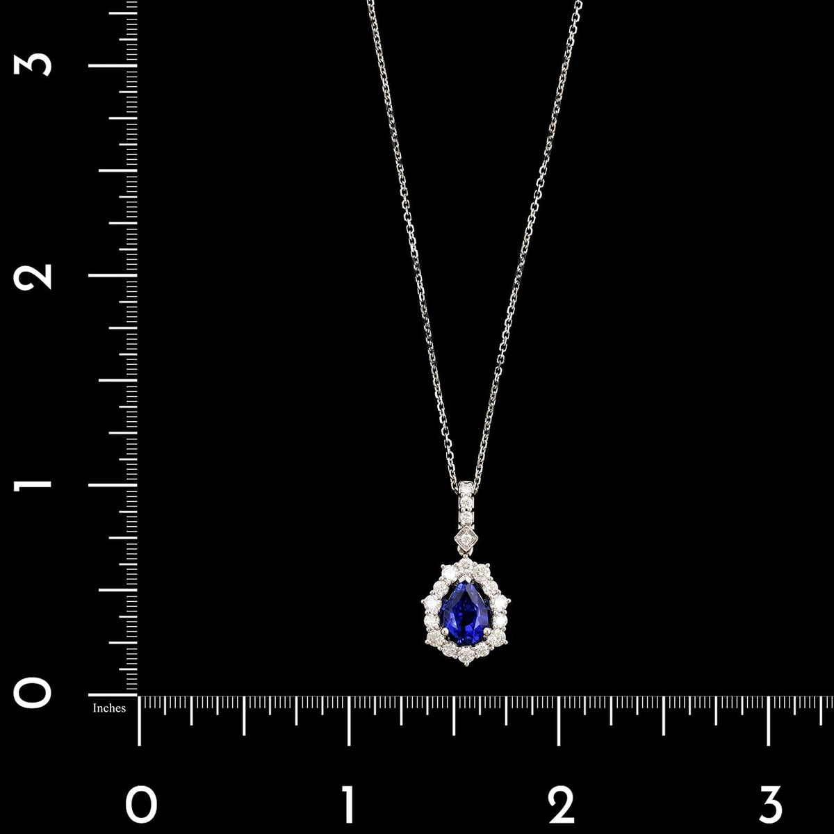 18K White Gold Estate Sapphire and Diamond Pendant Necklace