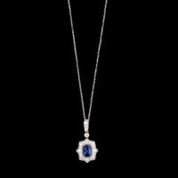 18K White Gold Estate Sapphire and Diamond Pendant Necklace