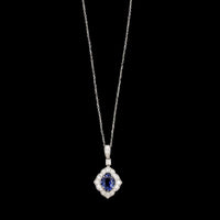 18K White Gold Estate Sapphire and Diamond Pendant Necklace