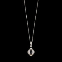 18K White Gold Estate Sapphire and Diamond Pendant Necklace