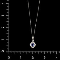 18K White Gold Estate Sapphire and Diamond Pendant Necklace