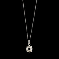 14K White Gold Estate Emerald and Diamond Pendant Necklace