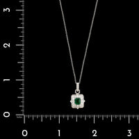 14K White Gold Estate Emerald and Diamond Pendant Necklace