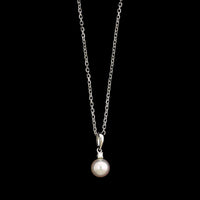 Mikimoto 18K White Gold Estate Pearl and Diamond Pendant Necklace