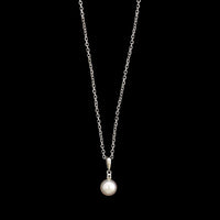 Mikimoto 18K White Gold Estate Pearl and Diamond Pendant Necklace