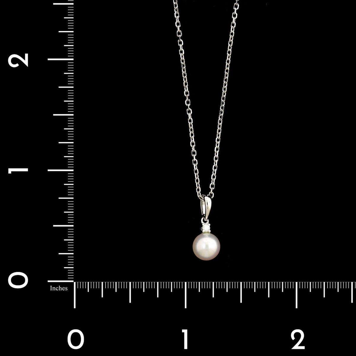 Mikimoto 18K White Gold Estate Pearl and Diamond Pendant Necklace
