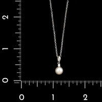 Mikimoto 18K White Gold Estate Pearl and Diamond Pendant Necklace