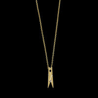 18K Yellow Gold Estate Clothespin Pendant Necklace