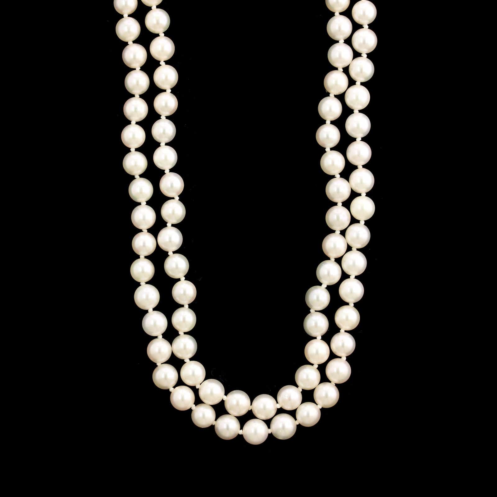 Judith Ripka 18K Yellow Gold Estate Pearl Two Row Necklace
