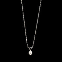 14K White Gold Estate Diamond Solitaire Pendant Necklace