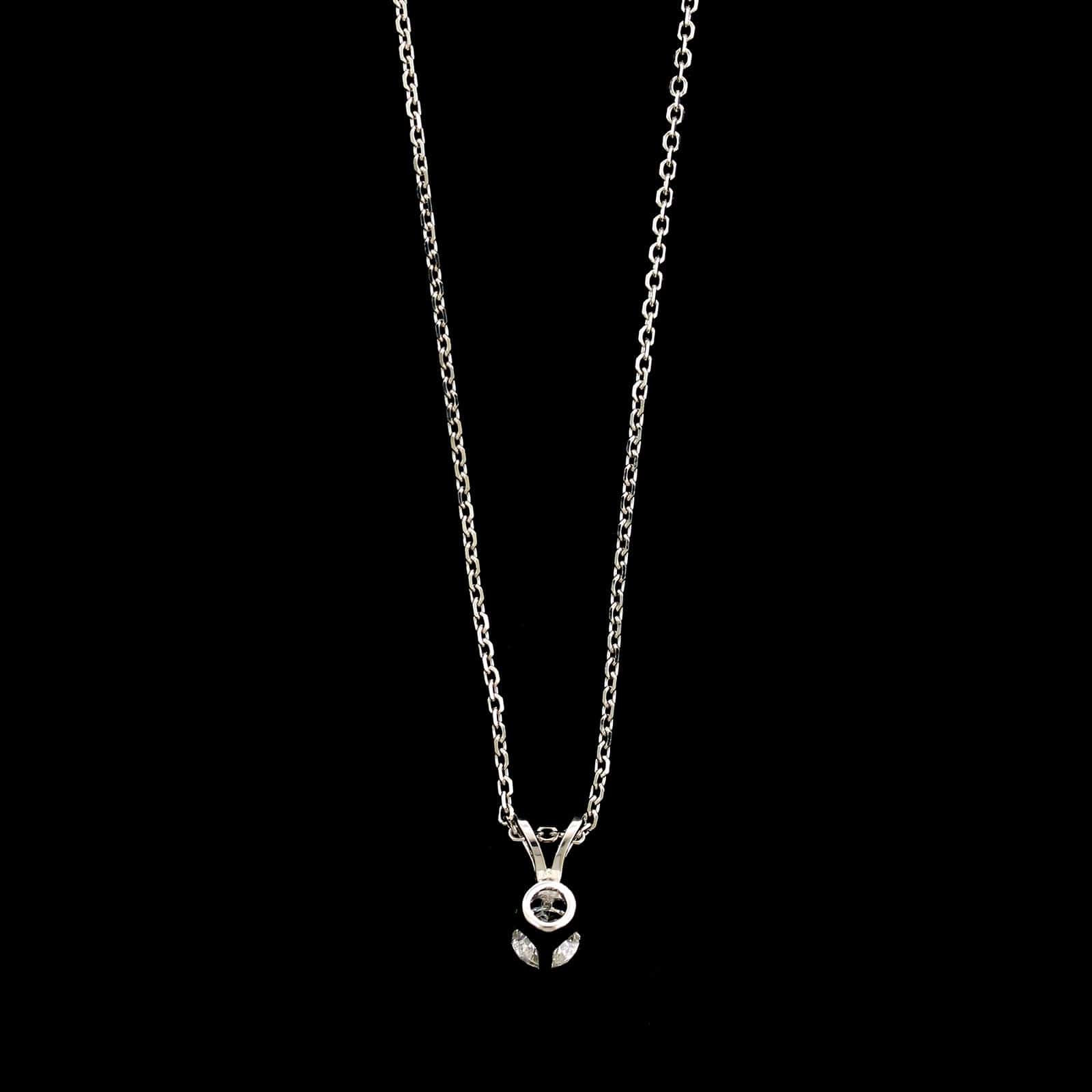 14K White Gold Estate Diamond Solitaire Pendant Necklace