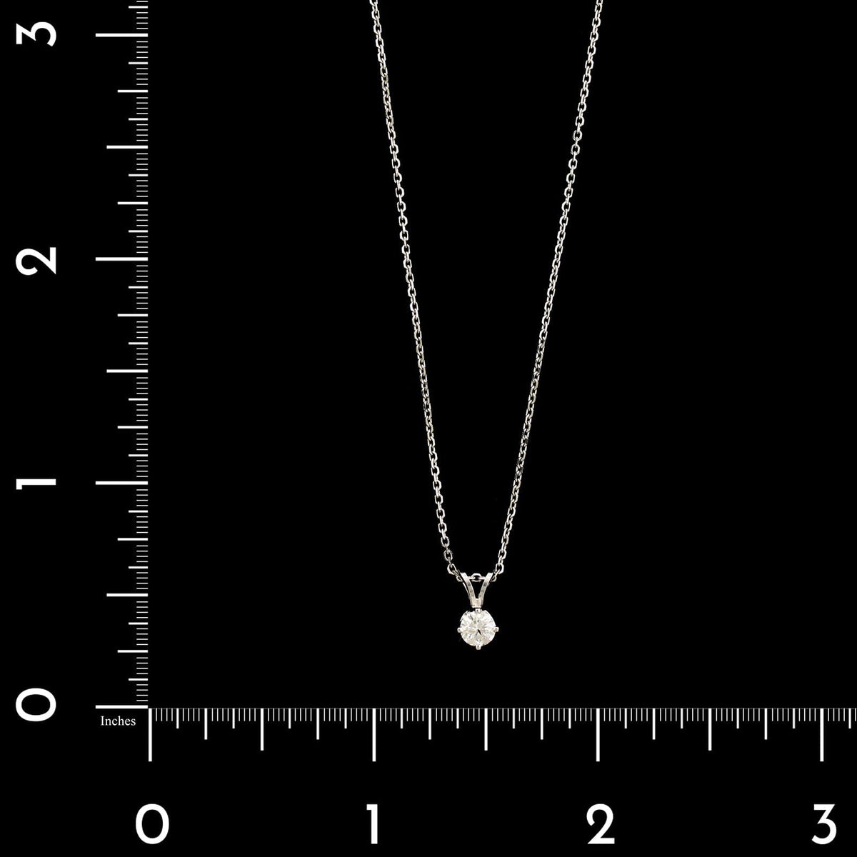 14K White Gold Estate Diamond Solitaire Pendant Necklace