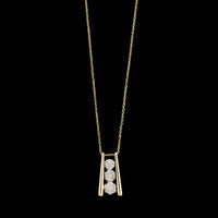 14K Yellow Gold Estate Diamond Cluster Pendant Necklace