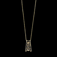 14K Yellow Gold Estate Diamond Cluster Pendant Necklace
