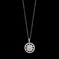 18K White Gold Estate Diamond Circle Pendant Necklace&nbsp;