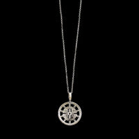 18K White Gold Estate Diamond Circle Pendant Necklace&nbsp;