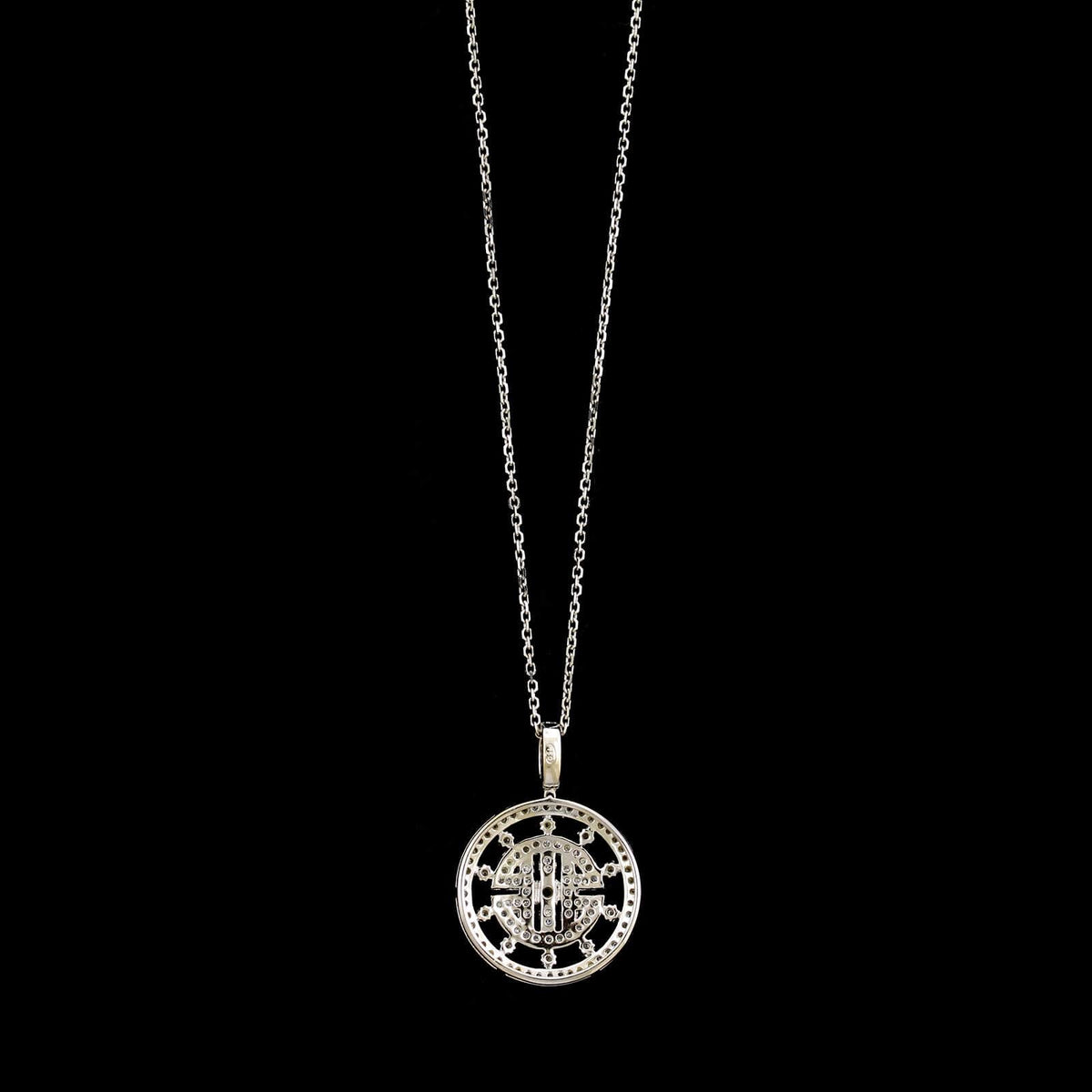 18K White Gold Estate Diamond Circle Pendant Necklace&nbsp;