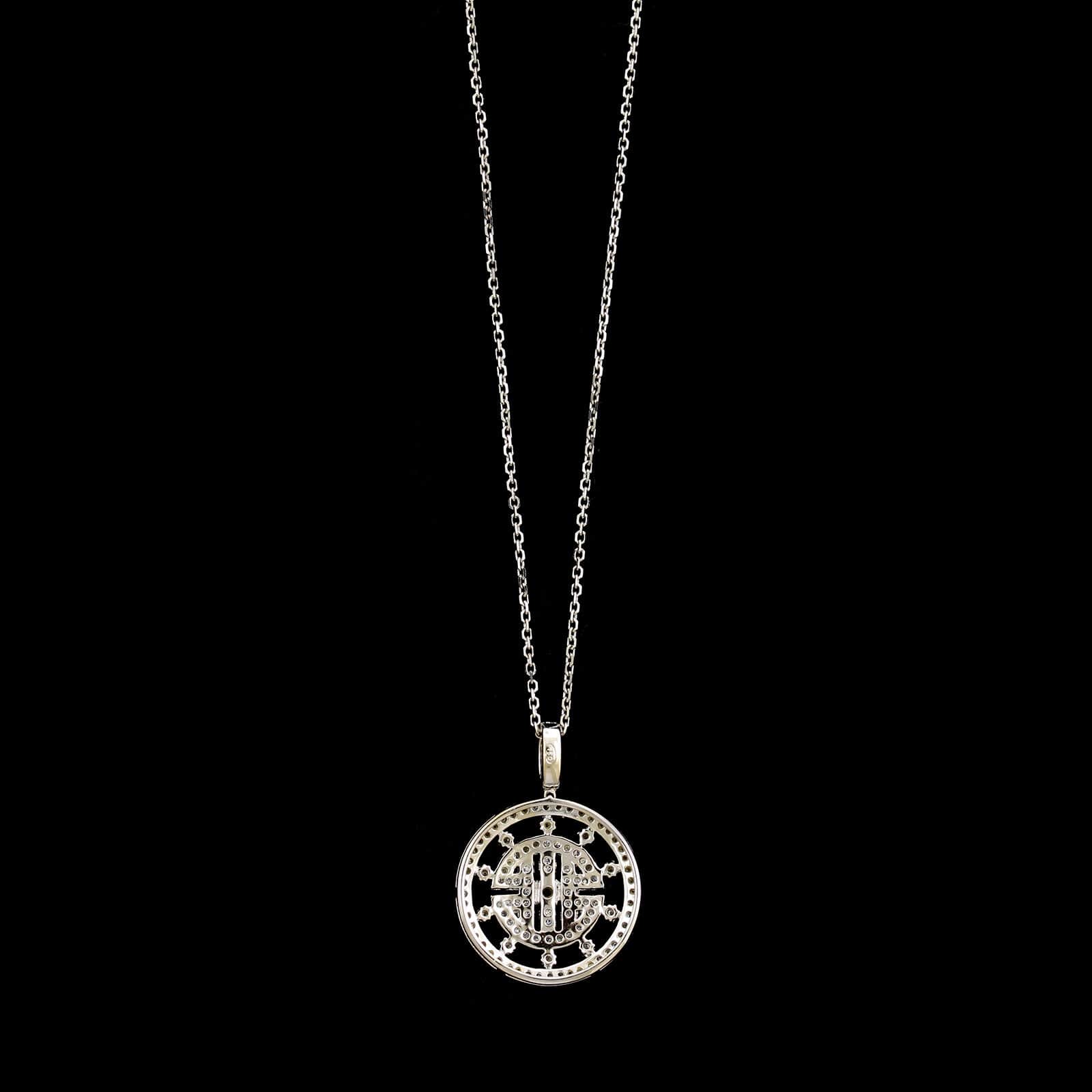 18K White Gold Estate Diamond Circle Pendant Necklace&nbsp;