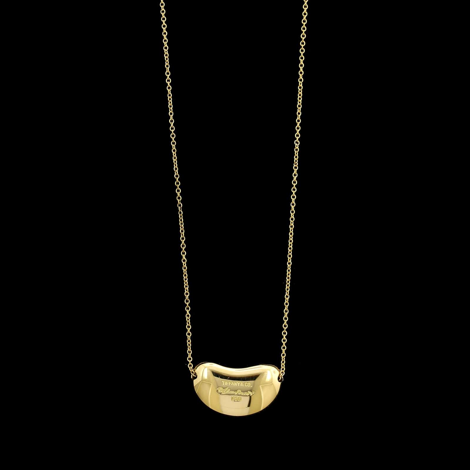 Tiffany & Co. Elsa Peretti 18k Yellow Gold Estate Bean Pendant Necklace