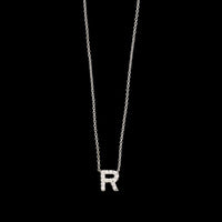 Roberto Coin 18K White Gold Estate Diamond Initial R Pendant Necklace