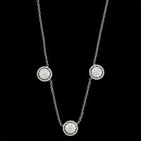 14K White Gold Estate Diamond Cluster Station Necklace