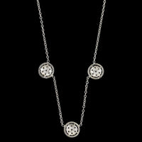 14K White Gold Estate Diamond Cluster Station Necklace