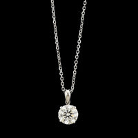 14K White Gold Estate Diamond Solitaire Pendant Necklace