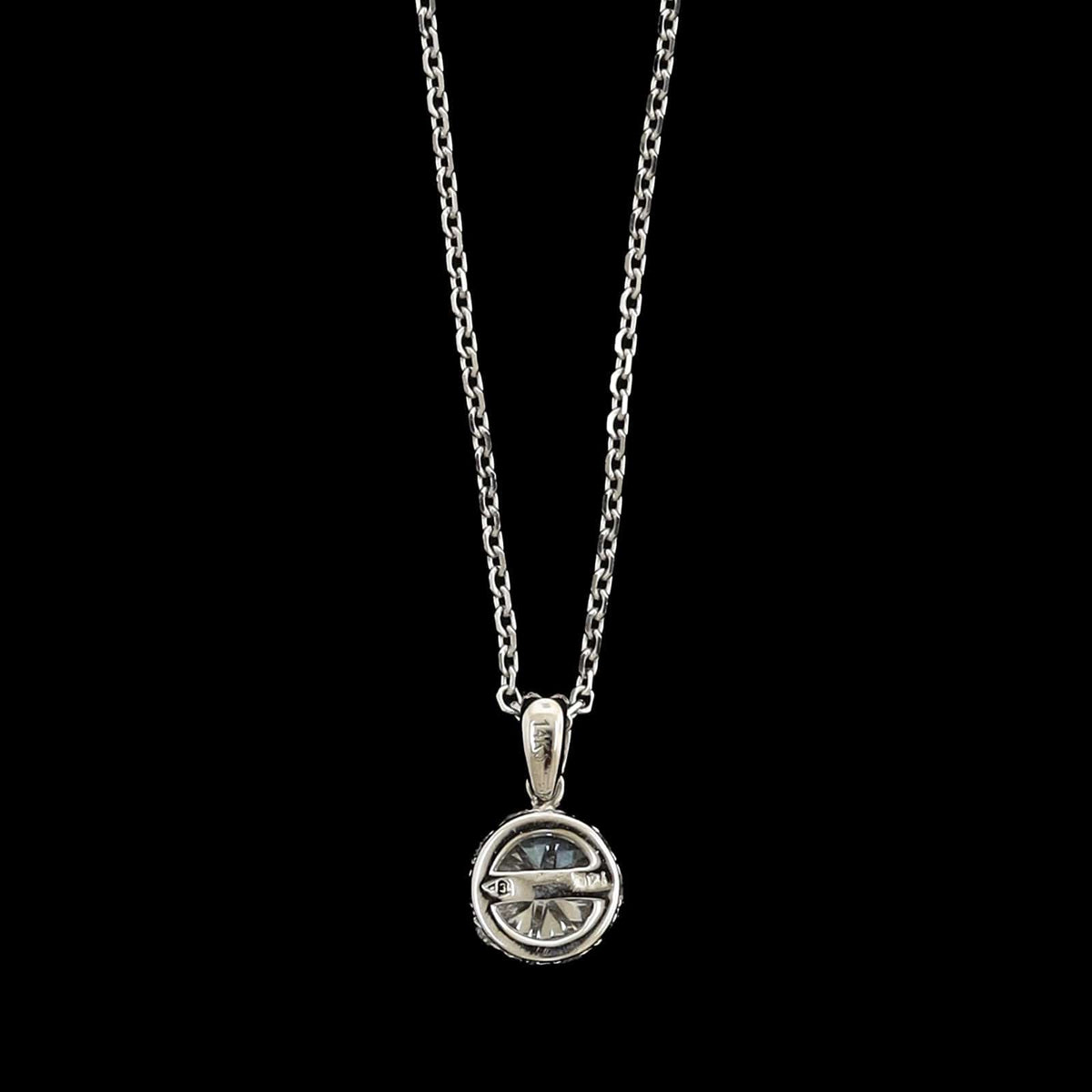 14K White Gold Estate Diamond Solitaire Pendant Necklace