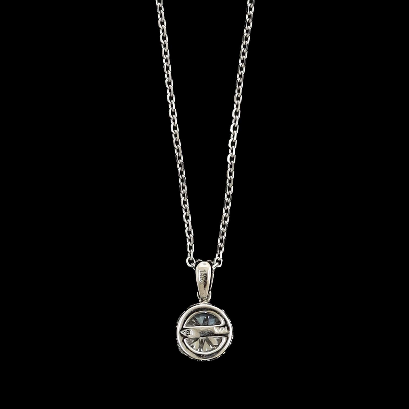 14K White Gold Estate Diamond Solitaire Pendant Necklace