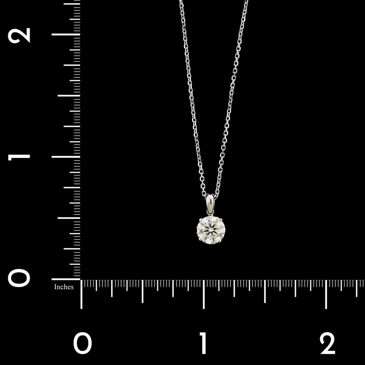 14K White Gold Estate Diamond Solitaire Pendant Necklace