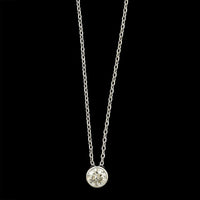 14K White Gold Estate Diamond Bezel Pendant Necklace