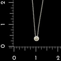 14K White Gold Estate Diamond Bezel Pendant Necklace