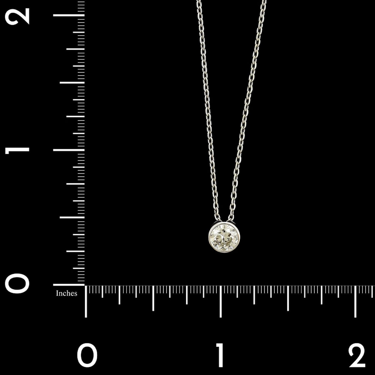 14K White Gold Estate Diamond Bezel Pendant Necklace