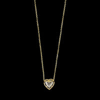 14K Yellow Gold Estate Diamond Heart Pendant Necklace