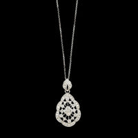 18K White Gold Estate Diamond Pendant Necklace