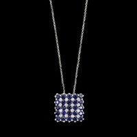 14K White Gold Estate Sapphire and Diamond Necklace
