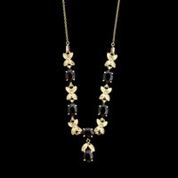 Vintage 14K Yellow Gold Estate Garnet Necklace