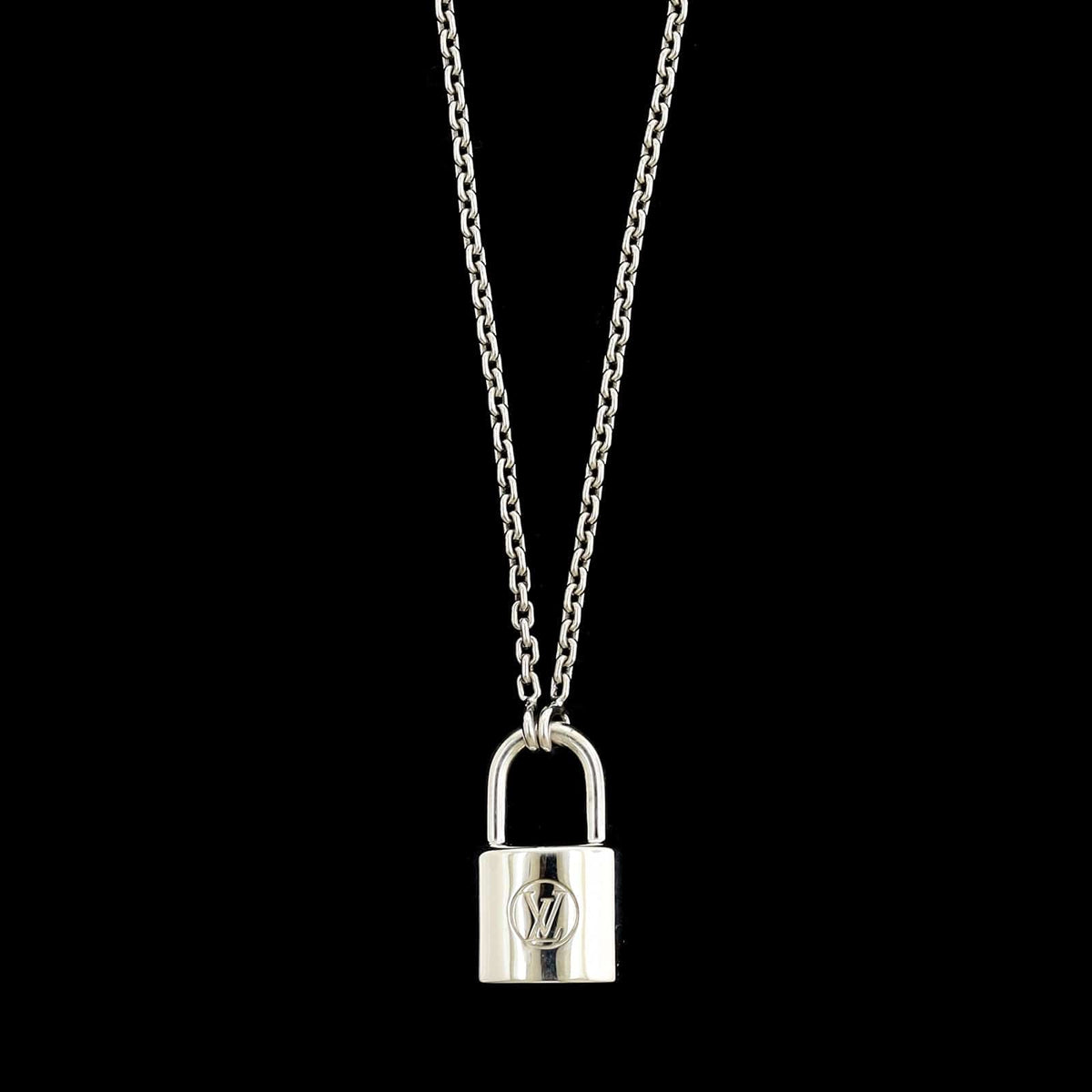 Louis Vuitton Sterling Silver Estate Locket Pendant Necklace